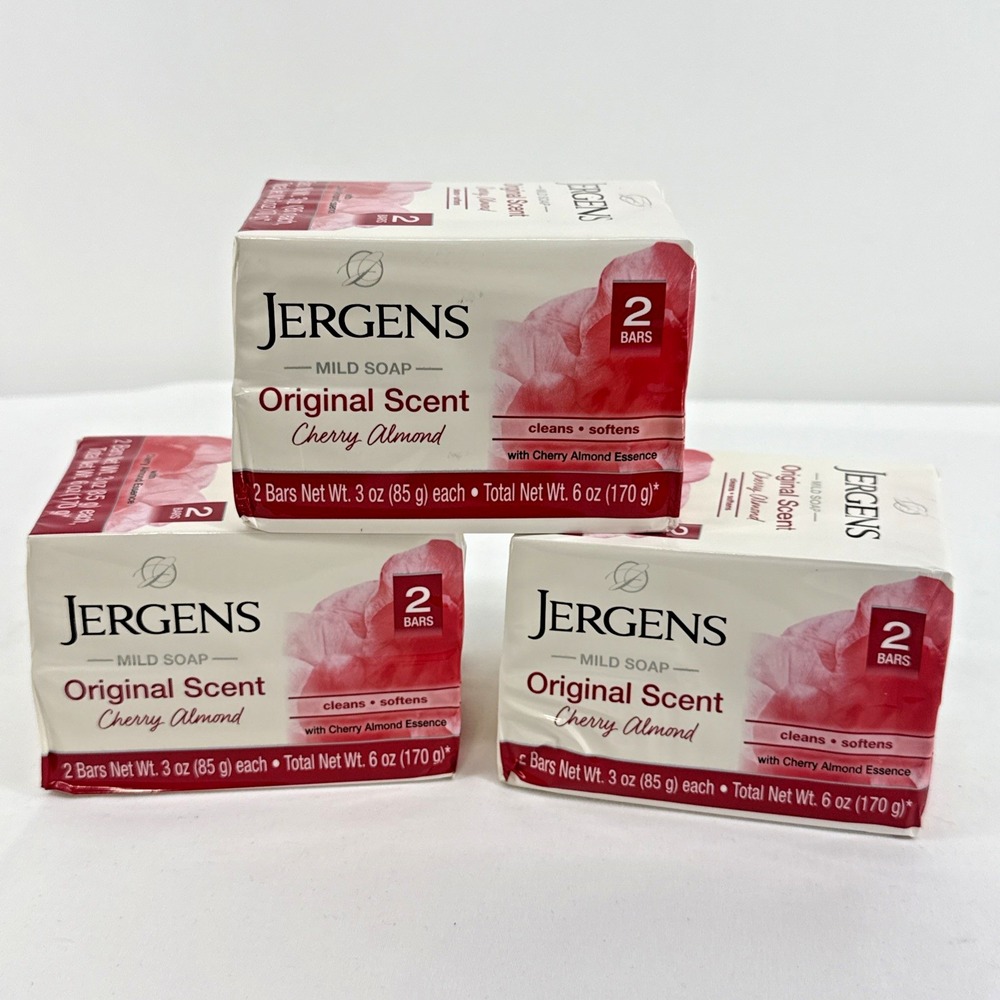 Jergens Mild Soap Original Scent Cherry Almond 3 Pack  6 Bars, 3 oz ea.